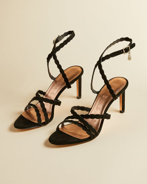 <P>Suede Scallop Strap Sandal</P>