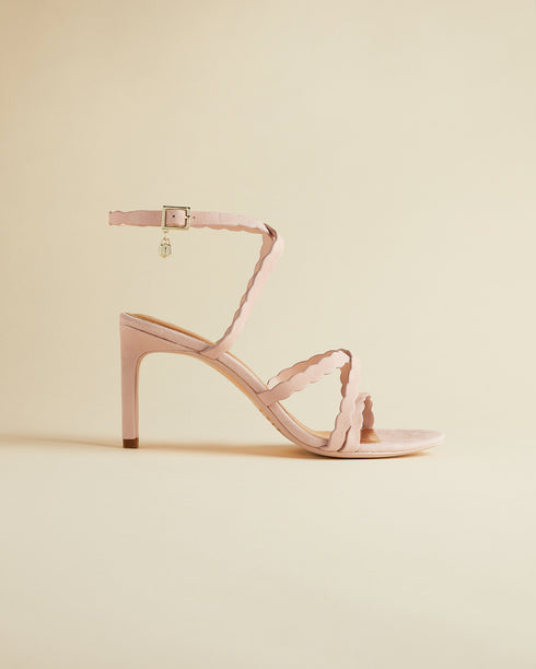 <P>Suede Scallop Strap Sandal</P>