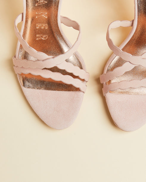 <P>Suede Scallop Strap Sandal</P>