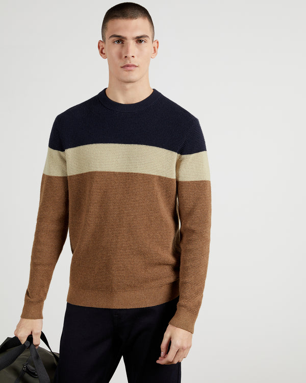 <P>Ls Colour Block Textured Crew Neck Jumper</P>