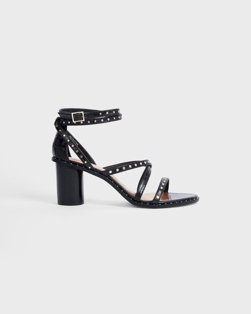 <P>Studded Mid Heel Gladiator Sandal</P>