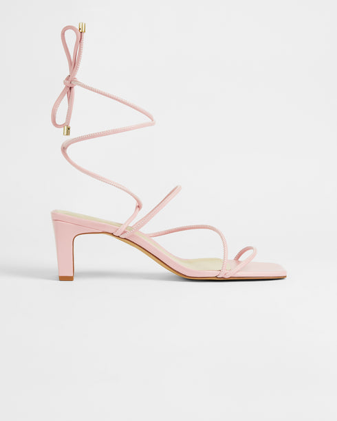 <P>Square Toe Spaghetti Strap Mid Heeled Sandal</P>