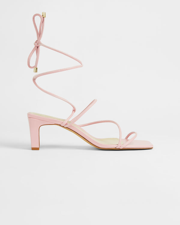 <P>Square Toe Spaghetti Strap Mid Heeled Sandal</P>