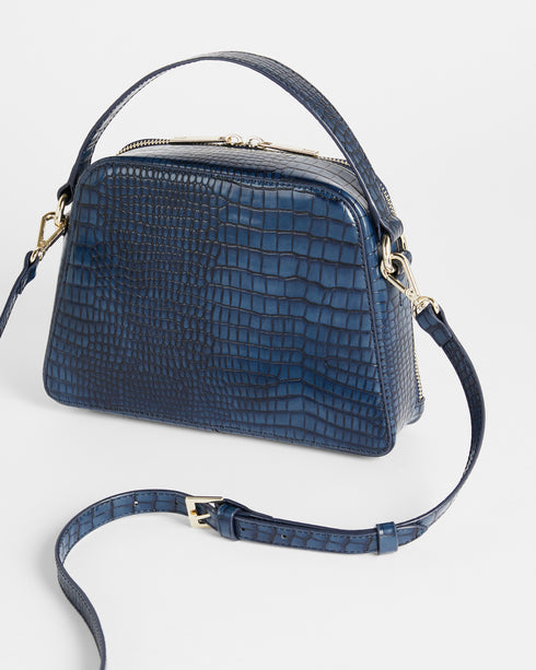 <P>Small Croc Detail Top Handle Bag</P>