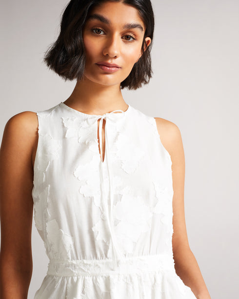 <P>Flippy Mini Dress With Neck Tie</P>