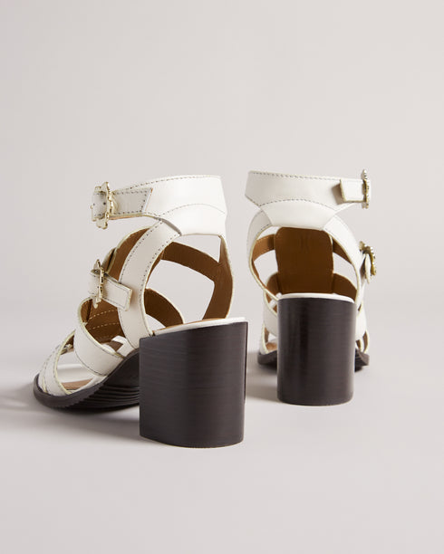 <P>Strappy Block Heeled Leather Sandal</P>