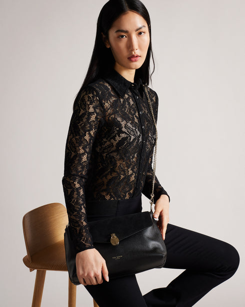 <P>Suede Padlock Shoulder Bag</P>