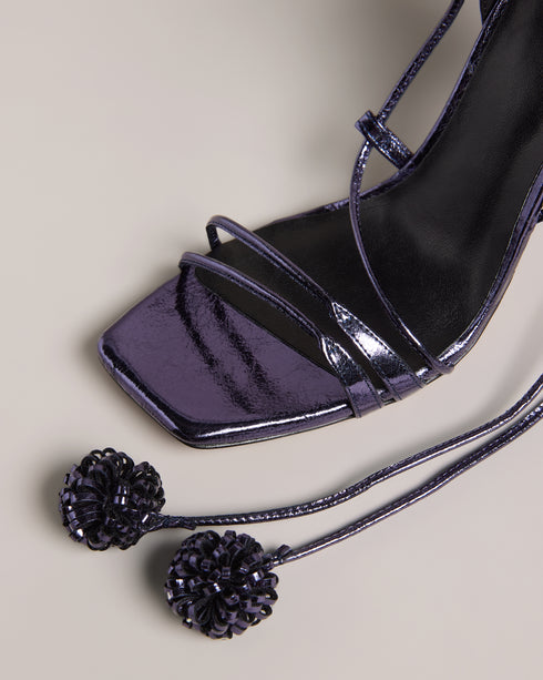 <P>100Mm Pom Pom Detail Barely There Sandal</P>